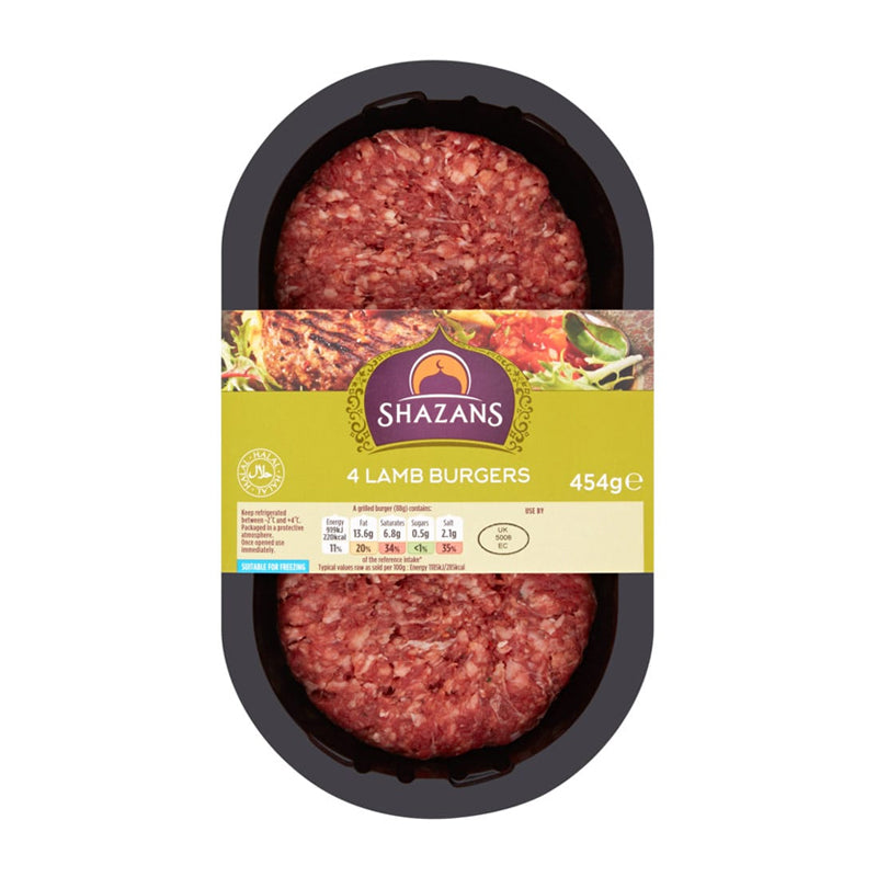 Shazans 4 Lamb Burgers 454g