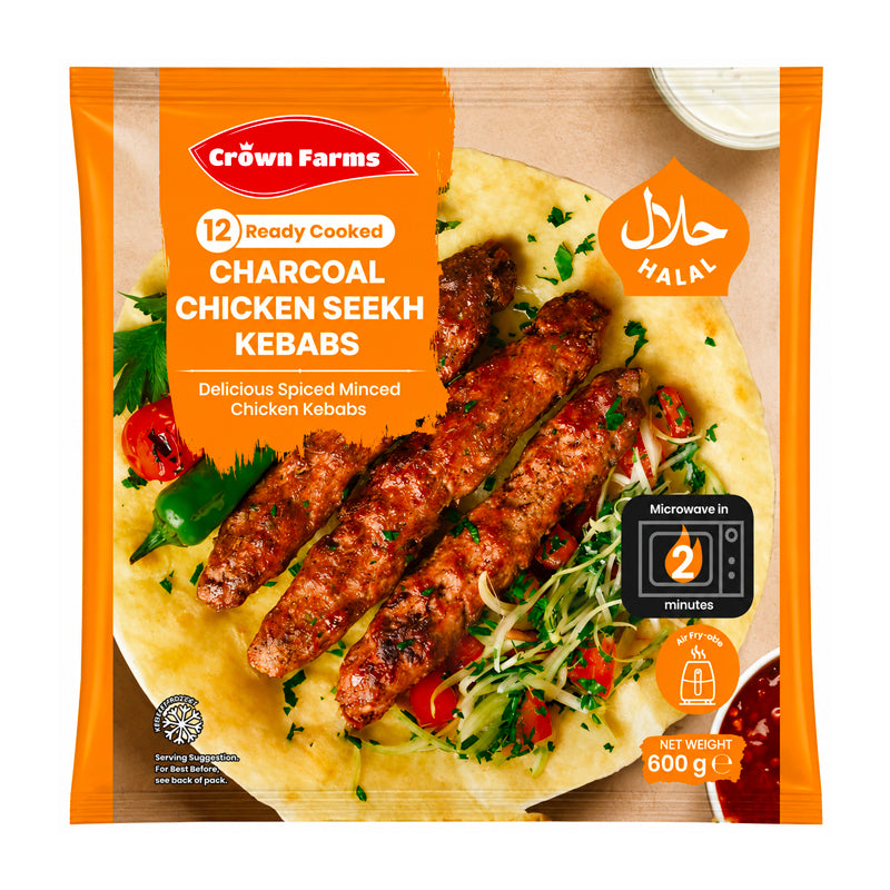 Crown Farms Charcoal Chicken Seekh Kebab 12pc
