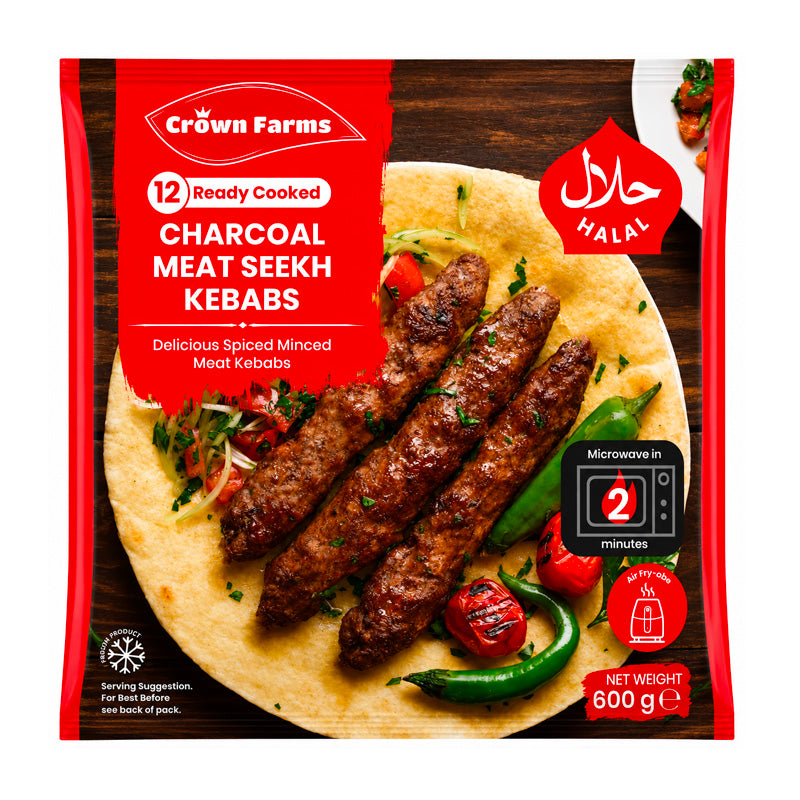 Crown Farms Charcoal Meat Seekh Kebab 12pc