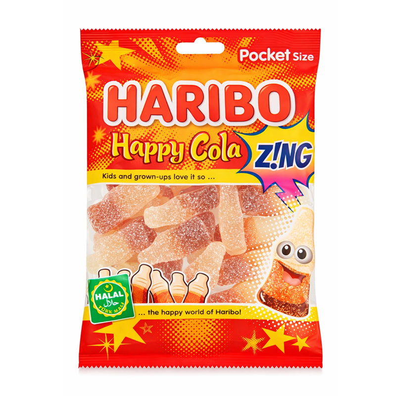 Halal Haribo Happy Cola Zing Sweets, 100g