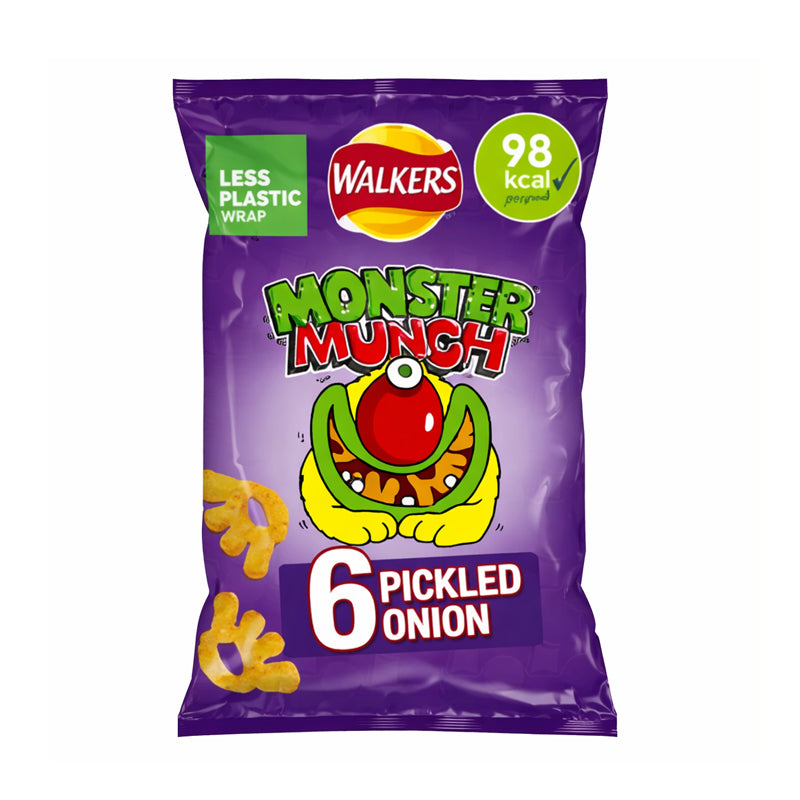 Walkers Monster Munch Pickled Onion Multipack Snacks Crisps 6pk