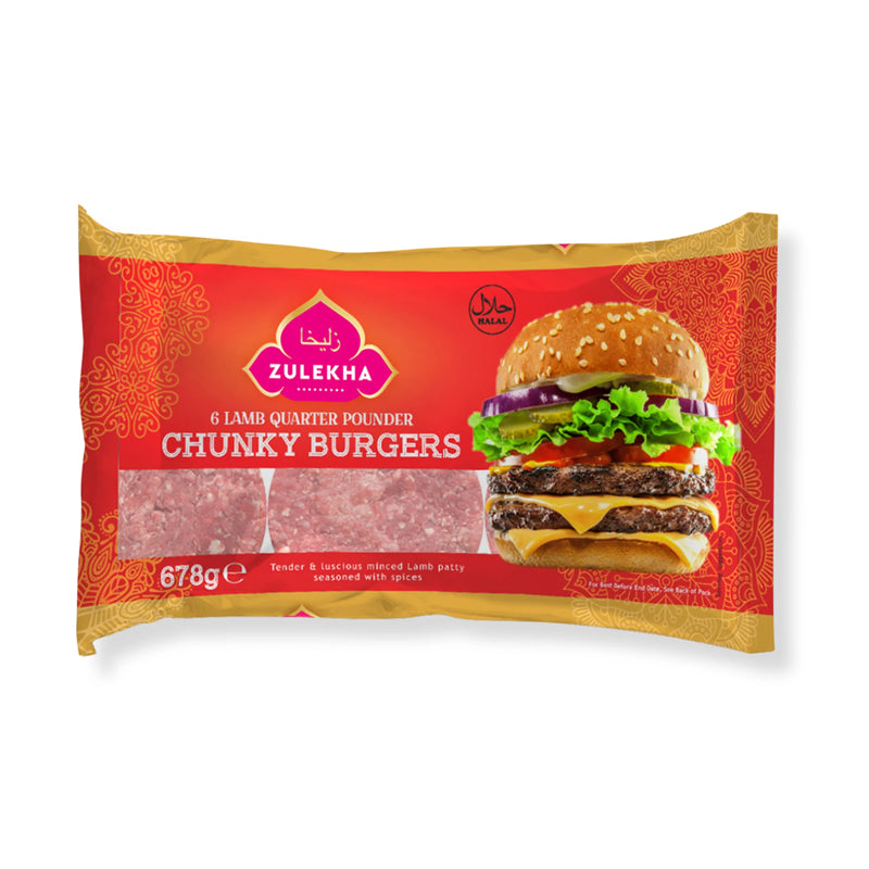 Zulekha 6 Lamb Quarter Pounders Burgers 678g