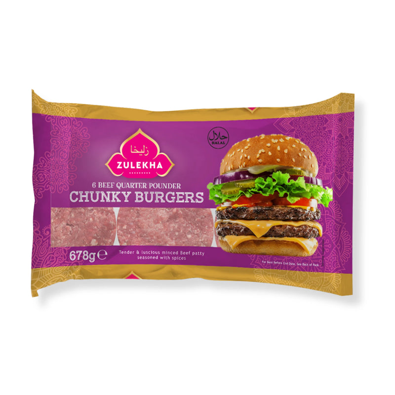 Zulekha 6 Beef Quarter Pounders Burgers 678g